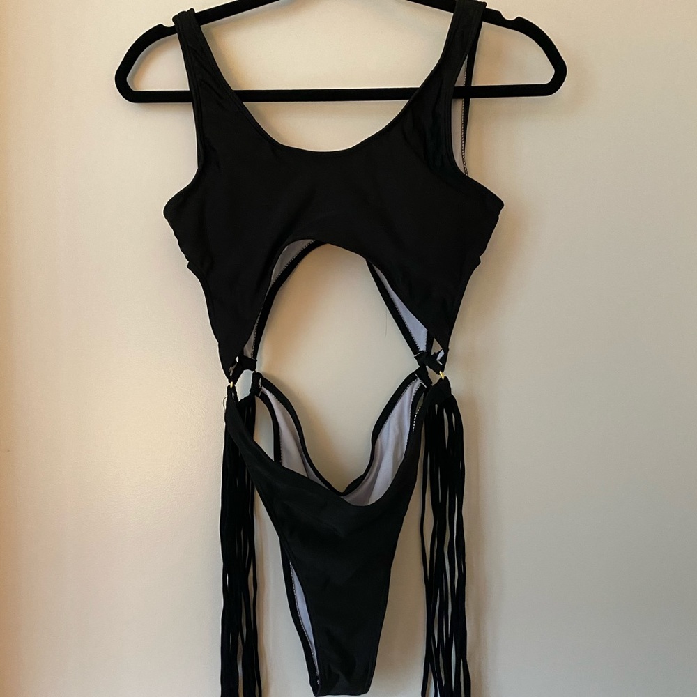 Black one piece bathing suit